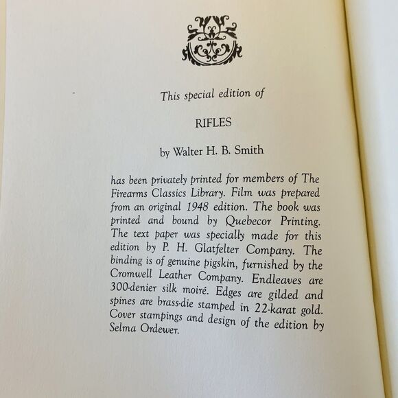 RIFLES by Walter H.B. Smith Vol II NRA Firearms Classics LEATHER 22K Gold Gilded - Picture 5 of 16